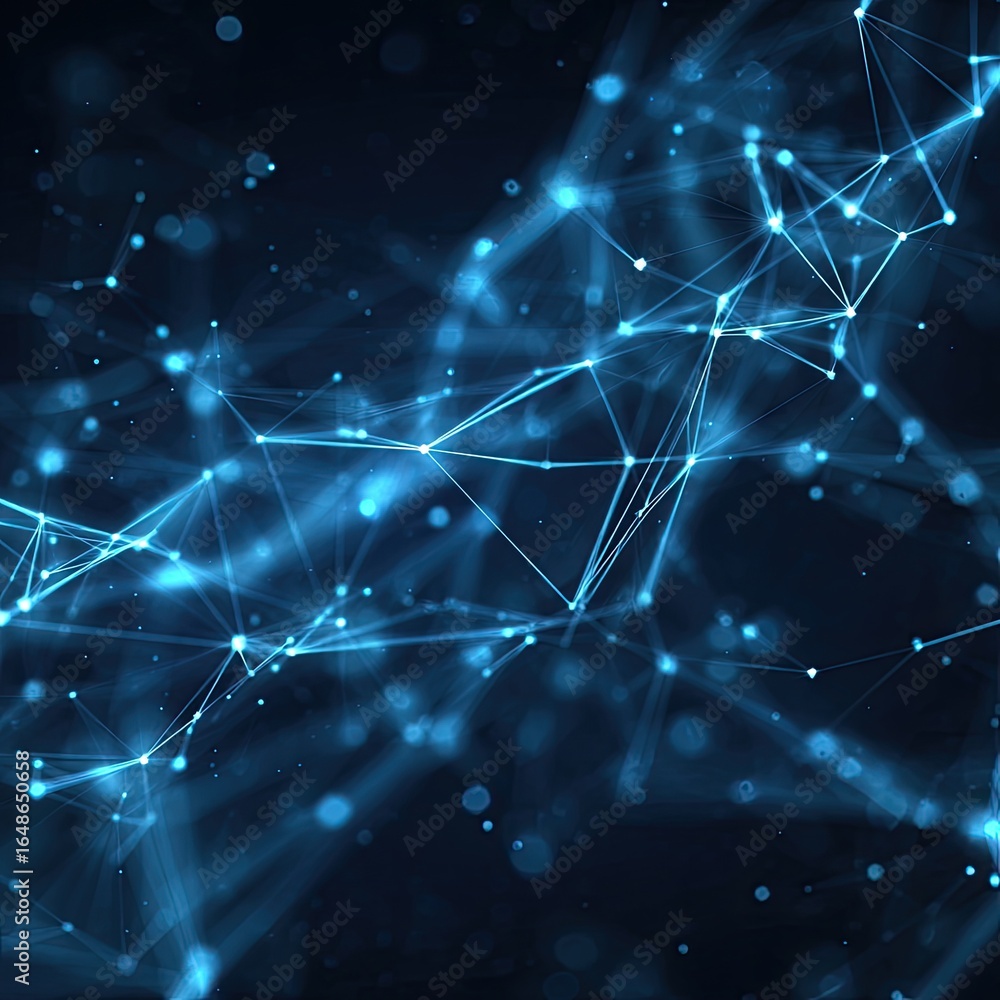 Poster abstract network of glowing points and lines on a dark background (3)