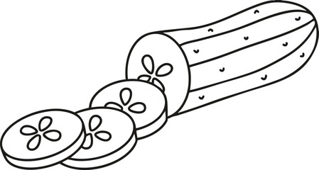 Cucumber Slice Line Drawing