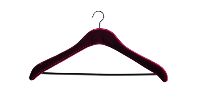 Velvet cloth hanger soft fabric garment holder wardrobe accessory isolated on white background