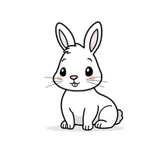 Obraz premium Cute cartoon vector illustration of a happy bunny rabbit with pink ears
