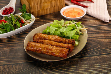 Fried Vietnamese spring roll with special sauce