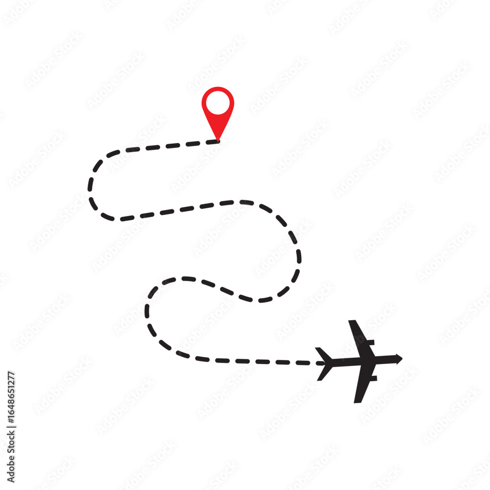 Poster flight path designs illustrating airplane tracking routes with dynamic dotted lines for travel maps 