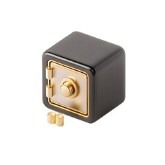  3D Minimalist Metallic Safe Box Icon
