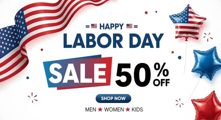 Labor Day Sale 50 Percent Discount Banner
