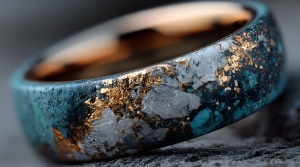 Teal Copper and Silver Twilight Ring