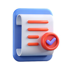 3D Minimalist Tax Document with Checkmark Icon