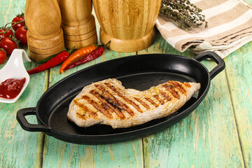 Grilled Turkey fillet breast served sauce