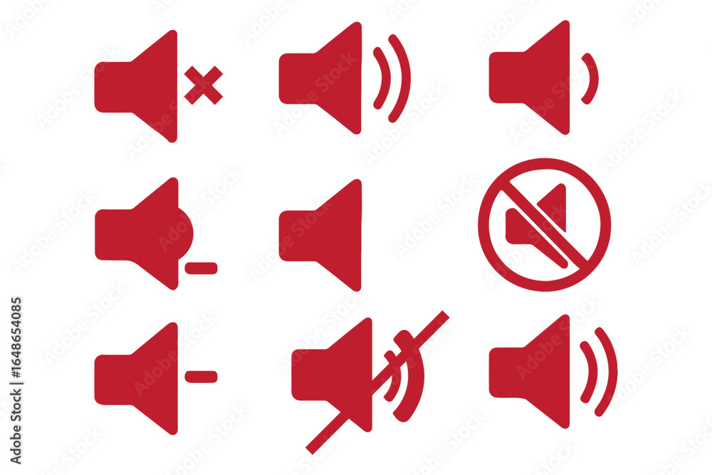 Poster sound off and on icon, an icon that increases and reduces the sound. icon showing the mute. a set of