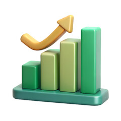 3D Minimalist Upward Trending Bar Chart Icon