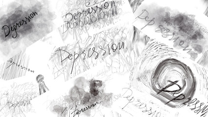 Expressions of mental health through abstract art highlighting the theme of depression