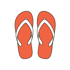 A simple graphic illustration of a pair of orange flip-flops with white straps on a plain white background.