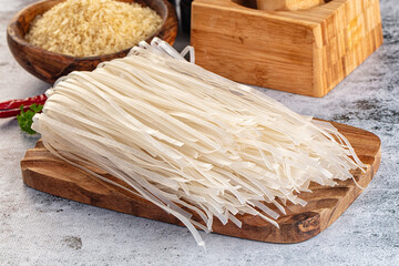 Raw dry pho noodles for cooking