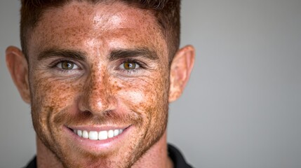 Fototapeta premium Close-up portrait of a man with freckles.