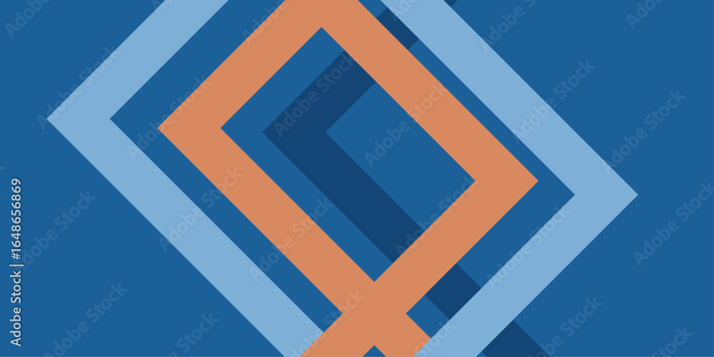 Poster dynamic blue shapes composition with orange lines. abstract background modern hipster futuristic gra