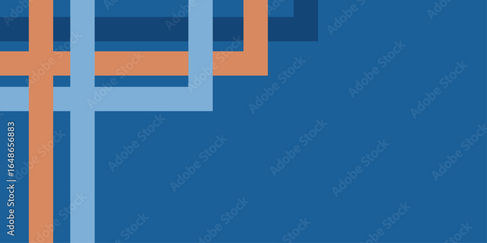 Poster dynamic blue shapes composition with orange lines. abstract background modern hipster futuristic gra