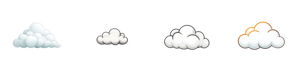 Cute Cartoon Clouds Set on White Background: Vector Illustration