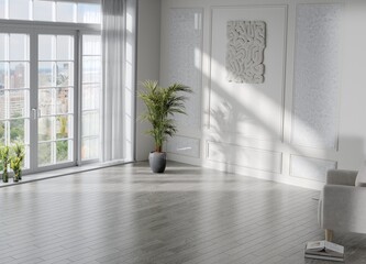 Modern minimalist realistic interior rendering