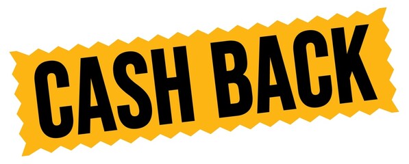 CASH BACK text written on orange-black zig-zag stamp.