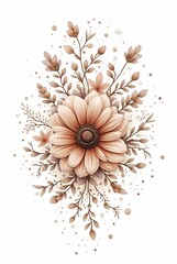 Elegant Earth Tone Floral Watercolor Illustration