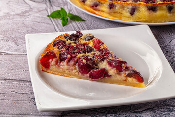 Crusty pie with fresh cherry