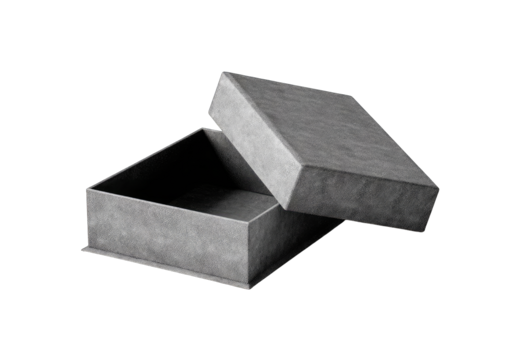 Open gray textured box