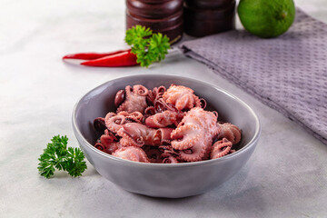 Marinated canned mini baby octopus