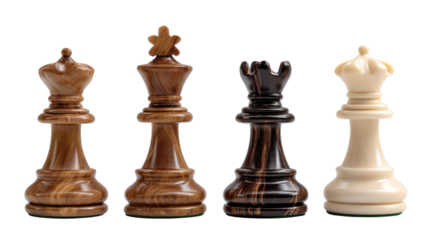 Strategic Pieces: An elegant display of chess pieces. Each piece, meticulously carved, stands poised and ready for the next calculated move. The photo evokes a sense of strategy, intellect.