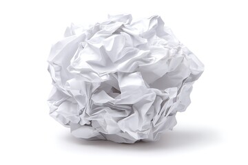 Crushed paper ball on white isolated background  
