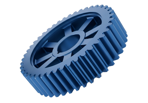 detailed 3d rendering of a blue gear wheel used in machinery and mechanical systems
