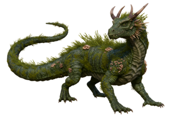 Detailed fantasy dragon creature with intricate scales and armor design for game or story concept