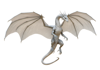 Detailed white dragon figurine with intricate wing design and mythical appearance