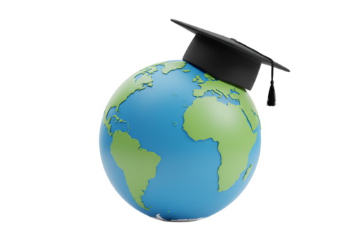 earth globe with graduation cap symbolizing global education and learning opportunities worldwide