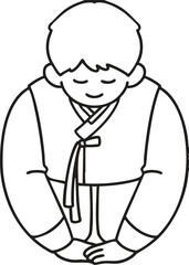 한복입고 인사하는 남자