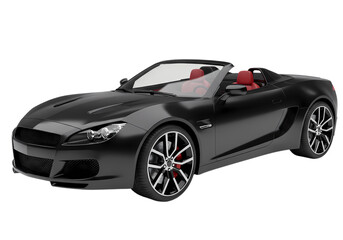 Black Convertible Sports Car Luxury Vehicle Design isolated on transparent background