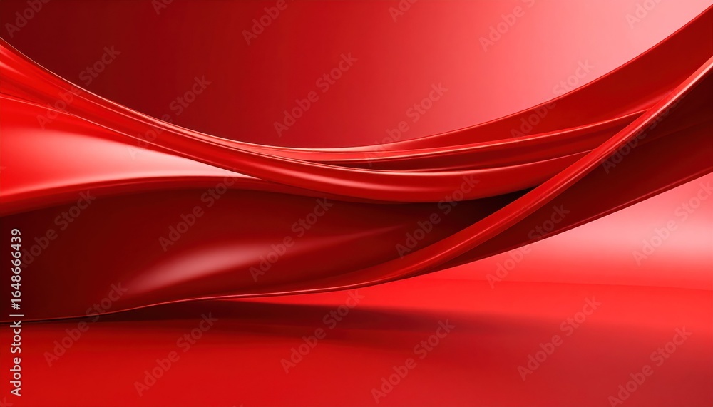 Poster abstract red ribbon flowing across gradient background showcasing motion and energy