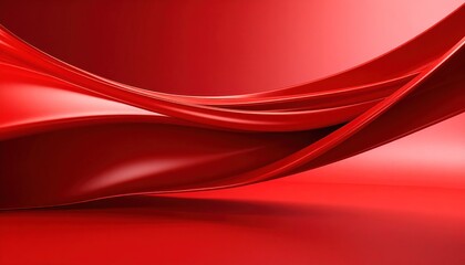 Obraz premium Abstract Red Ribbon Flowing Across Gradient Background Showcasing Motion and Energy