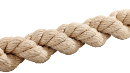 A close-up of a braided rope on a white isolated background, showcasing its texture and intricate weaving.