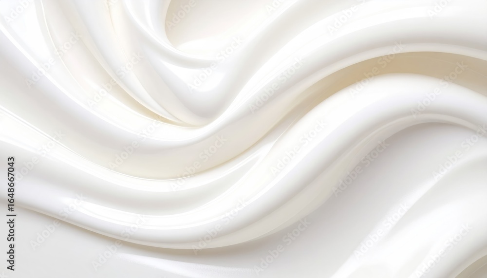 Poster elegant flowing cream texture with swirls in a studio shot of white and glossy dairy patterns