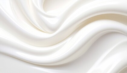 Obraz premium Elegant Flowing Cream Texture with Swirls in a Studio Shot of White and Glossy Dairy Patterns