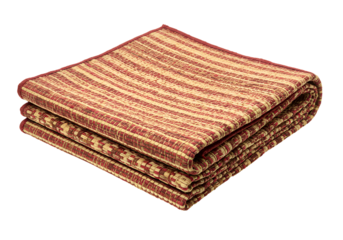 Elegant Folded Traditional woven textile blanket with intricate patterns in warm tones