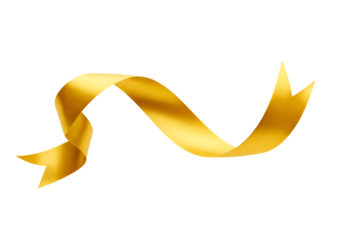 Elegant golden ribbon flowing gracefully against a solid black background