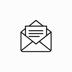 Outline icon of an open envelope with a letter mail