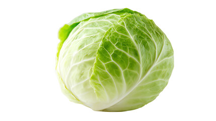 Obraz premium Fresh green cabbage, isolated on a white background, perfect for culinary and health-related designs.