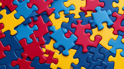 World autism awareness day. Colorful puzzles vector background. Symbol of autism. Medical flat illustration. Health care. World autism awareness month