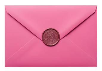 Elegant pink envelope sealed with a textured wax stamp showcasing sophistication and charm