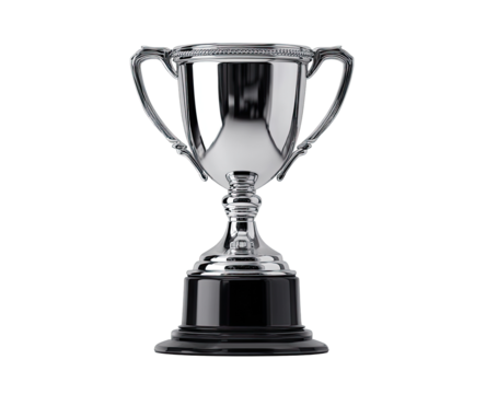 Polished silver trophy with dark base