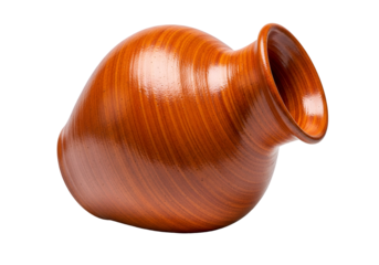 Elegant polished terracotta clay pot with smooth surface and rounded design on a black background