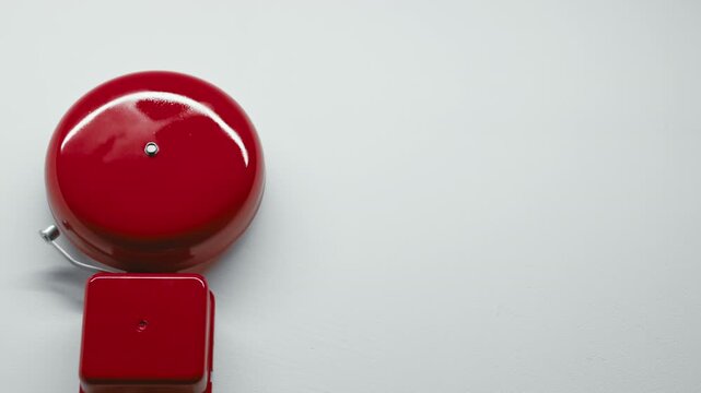 Vibrant Red Alarm Bell In School With Copy Space