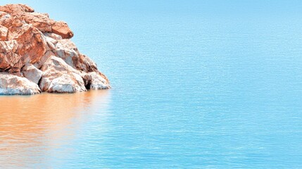 Visually striking product photography, commercial poster of a colorful lake, balanced composition with ample copy space for text, advertising background, tangerine lake with a warm glow