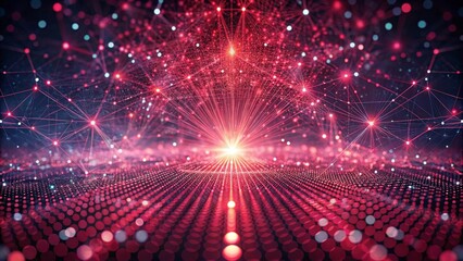 Immersive digital network visualization with glowing red connections and futuristic data flow